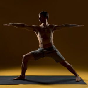 Warrior II yoga pose for strength and flexibility