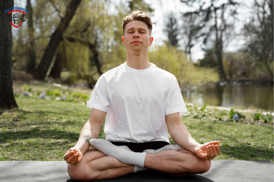 Man meditating and sleeping well to balance hormones naturally